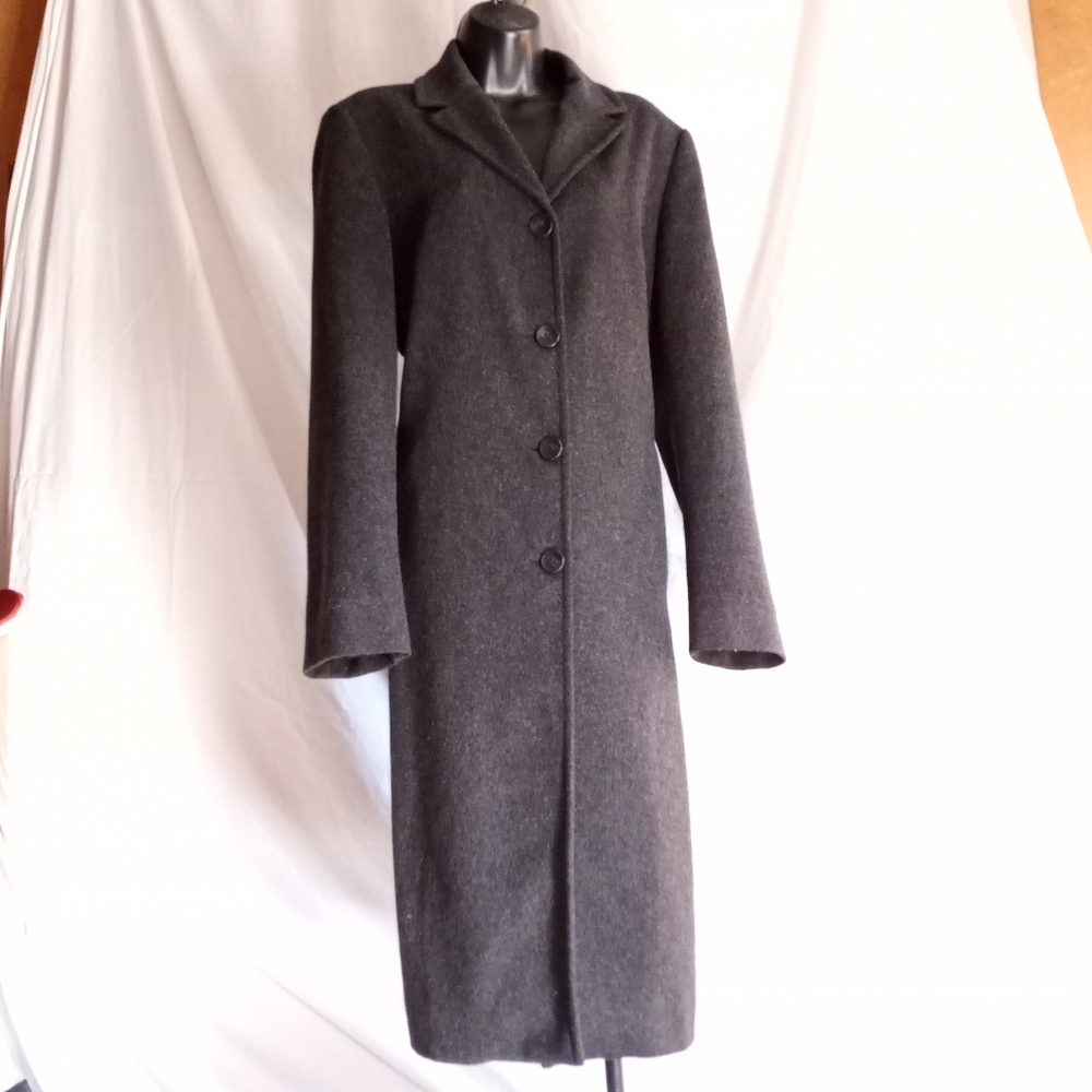 BENETTON Long Charcoal Gray Wool Blend Coat
